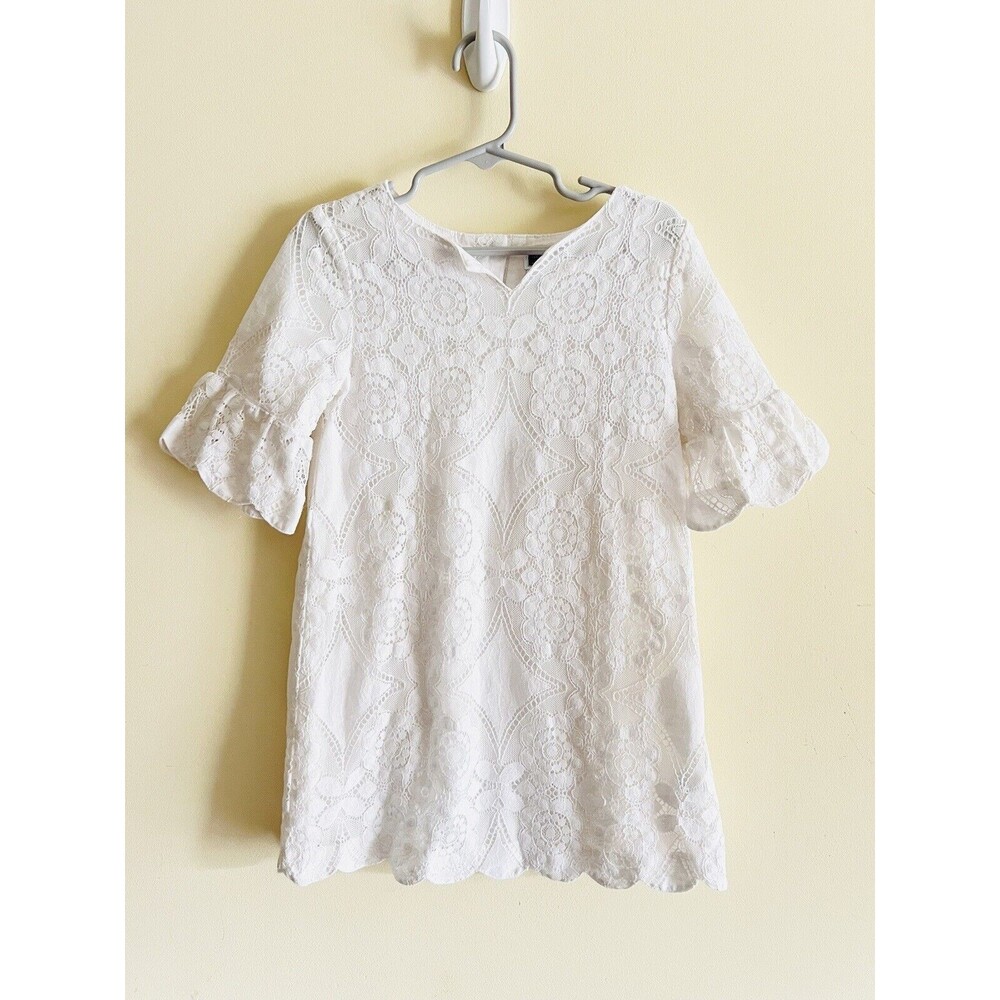 JANIE‎ AND JACK AERIN RESORT White Lace Scallop Hem Dress Sz 5